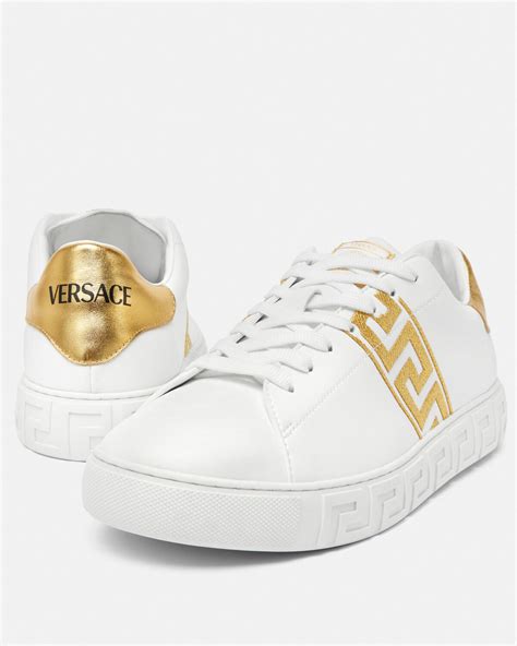 versace men embroidered leather sneakers|Versace designer sneakers for men.